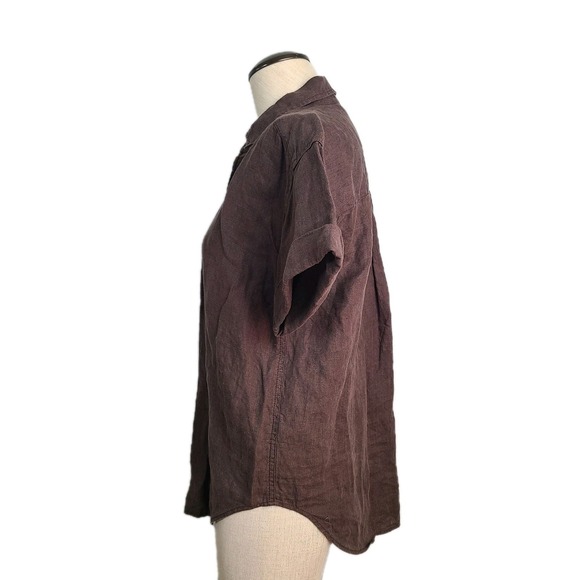 J.Crew Baird Mcnutt Irish Linen Button Up‎ Shirt Brown Minimalist Coastal XXS - Picture 4 of 10